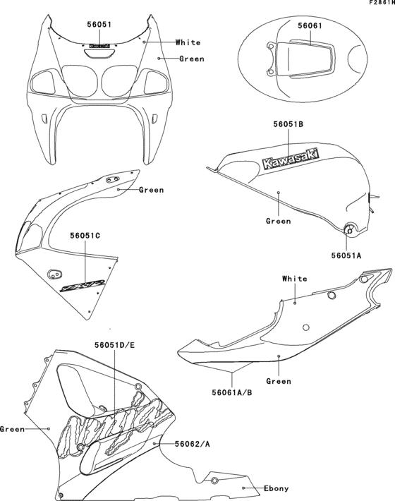 Decals(green)(zx750-p4) Kawasaki ZX750 ZX750 Ninja ZX-7R