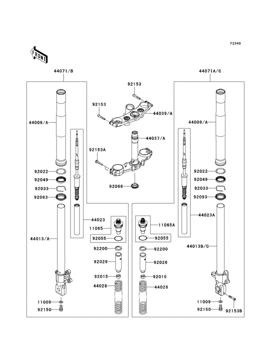 Вилка передней оси Kawasaki ZR750 ZR750 Z750