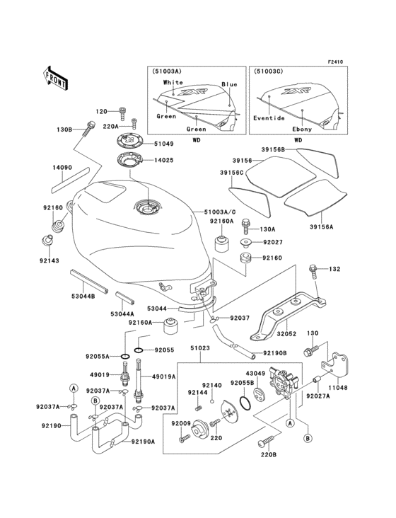 Fuel tank(1/2)(zx750-l1) Kawasaki ZX750 ZX750 ZXR750