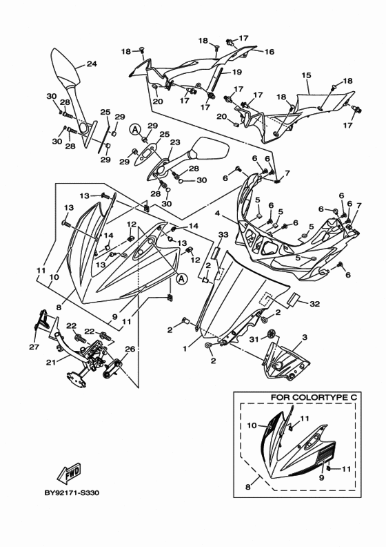 Ветровое стекло Yamaha YZF-R3 YZF-R3A
