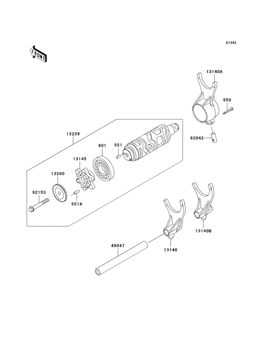 Gear change drum/shift fork(s) Kawasaki VN1600 VN1600 Classic
