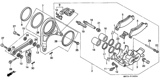 Задний тормозной суппорт Honda VFR750F VFR750R VFR750R (RC30)