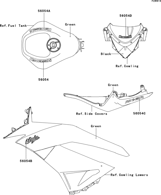 Decals(green)(r9f) Kawasaki ZX600 ZX600 Ninja ZX-6R