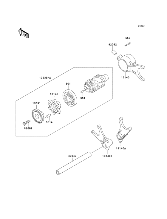 Gear change drum/shift fork(s) Kawasaki VN1500 VN1500 Classic FI