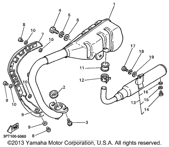 Выхлопная система Yamaha PW50 PW50L1 Zinger