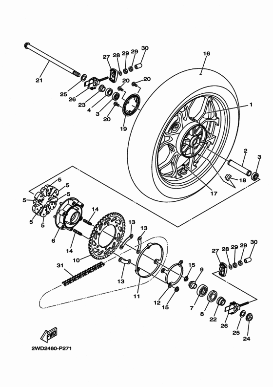 Заднее колесо Yamaha YZF-R3 YZF-R3A