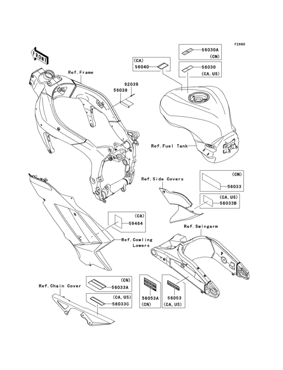 Информационные наклейки Kawasaki ZX600 ZX600 Ninja ZX-6R
