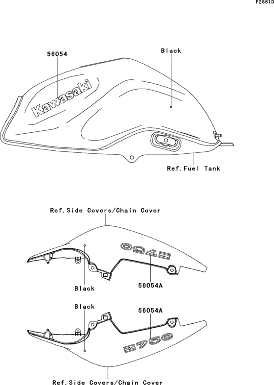 Decals(black)(lcf) Kawasaki ZR750 ZR750 Z750