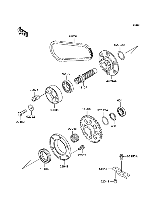 Secondary shaft Kawasaki ZR1100 ZR1100 Zephyr 1100