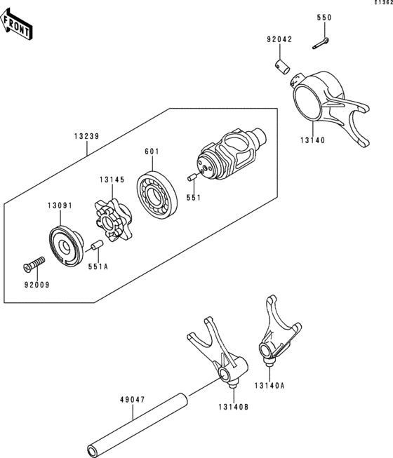 Gear change drum/shift fork(s) Kawasaki VN1500 VN1500 Classic Tourer