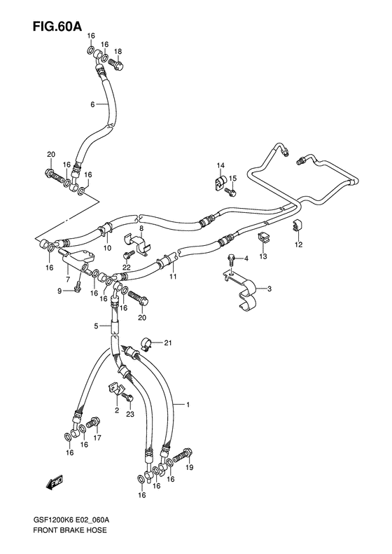 Передний тормозной шланг Suzuki GSF1200 GSF1200S Bandit S