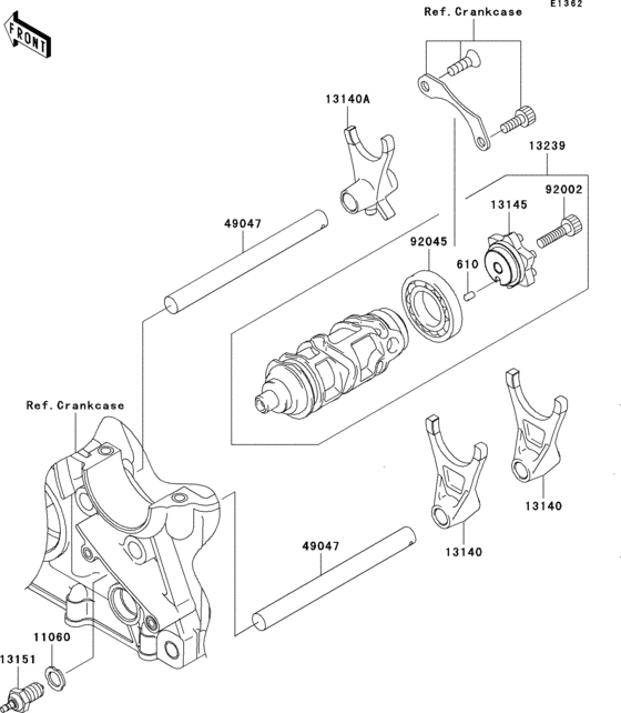 Gear change drum/shift fork(s) Kawasaki ZR750 ZR750 Z750