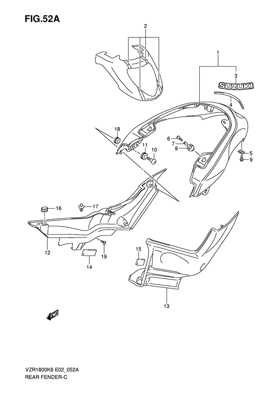 Заднее крыло Suzuki VZR1800 VZR1800Z Intruder M1800R/ Boulevard M109R