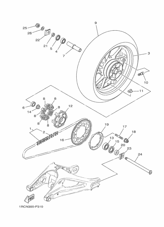 Заднее колесо Yamaha MT09/ MTN850 MT09A MT-09