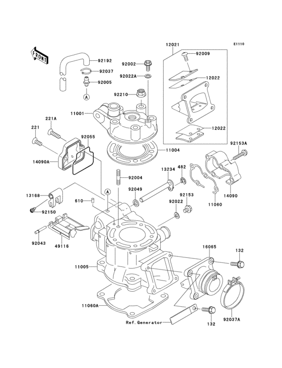 Cylinder head/cylinder Kawasaki KX85 KX85-II
