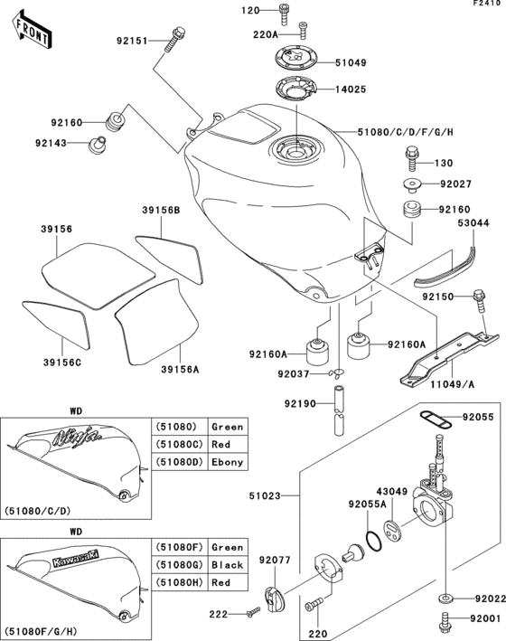 Fuel tank(1/2)(zx750-p1-p3) Kawasaki ZX750 ZX750 Ninja ZX-7R