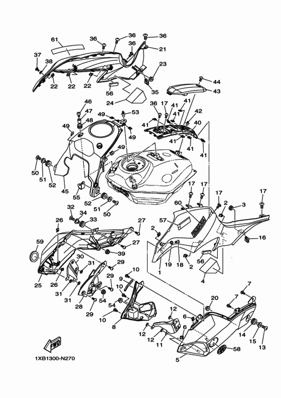 Бак топливный 2 Yamaha MT07/ MTT690 MT07A MT-07