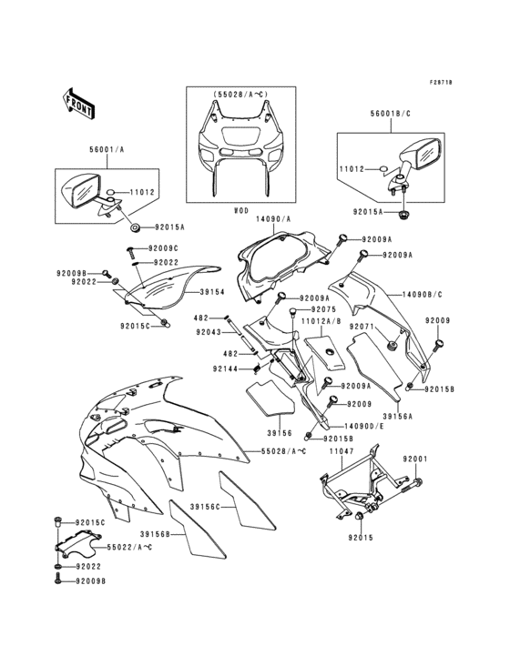 Cowling(1/2)(zx600-e6) Kawasaki ZX600 ZX600 Ninja ZX-6