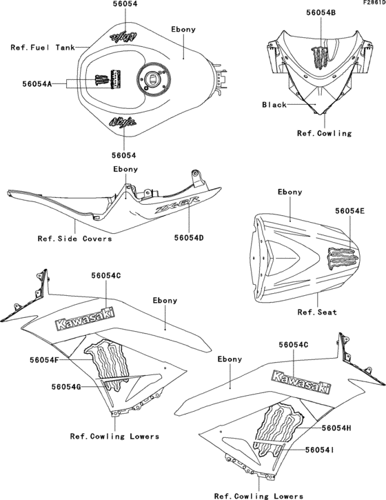 Decals(ebony)(r9fa) Kawasaki ZX600 ZX600 Ninja ZX-6R