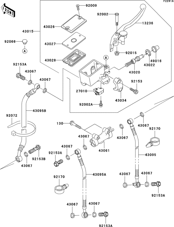 Front master cylinder(1/2)(e12/e13) Kawasaki ZX600 ZX600 Ninja ZX-6