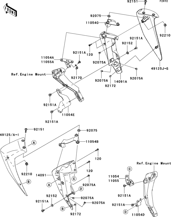 Нижний обтекатель Kawasaki ZR750 ZR750 Z750