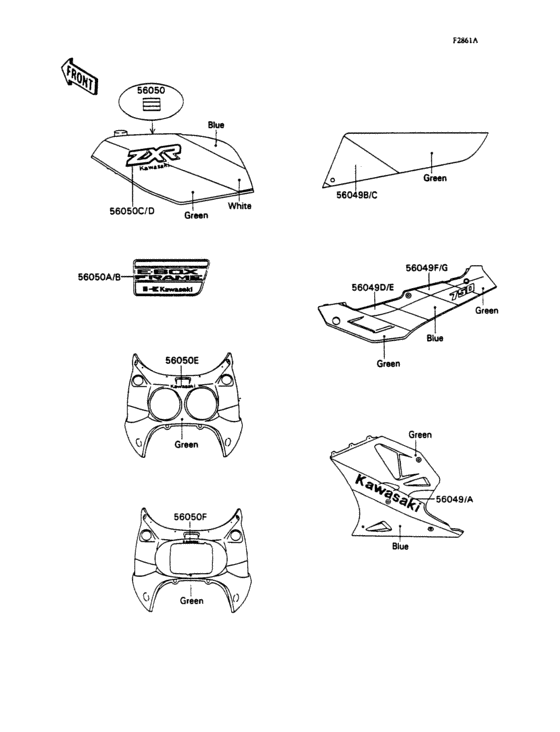Decals(green/blue/white) Kawasaki ZX750 ZX750 ZXR750 Decals(green/blue/white) Kawasaki ZX750 ZX750 ZXR750