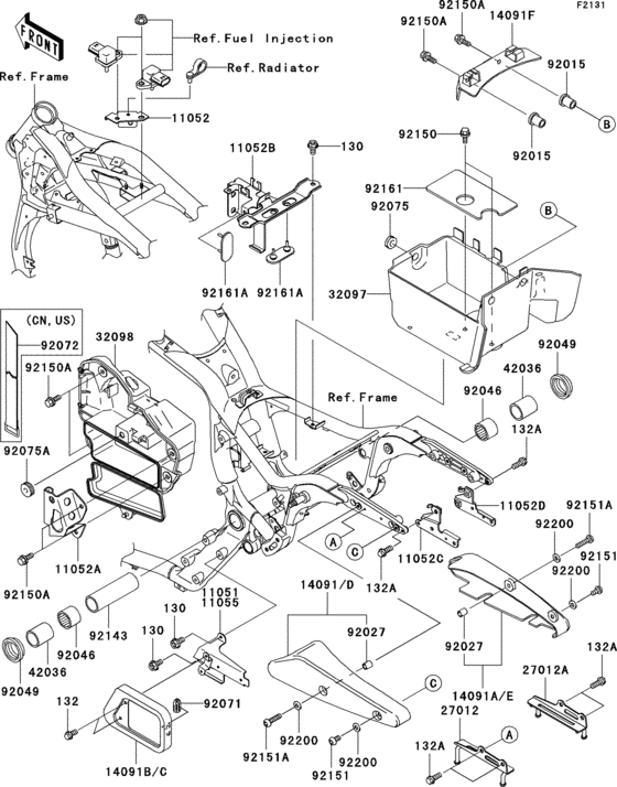 Frame fittings(1/2) Kawasaki VN1600 VN1600 Vulcan 1600 Mean Streak