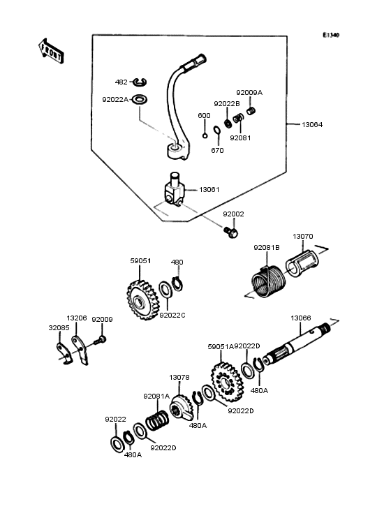 Kickstarter mechanism Kawasaki KMX80 KMX80 KSR-II