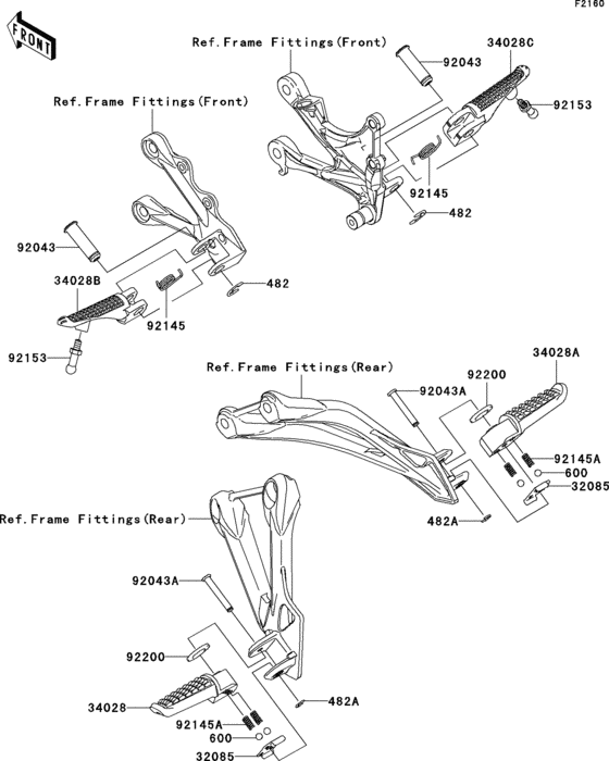 Подножки Kawasaki ZX600 ZX600 Ninja ZX-6RR