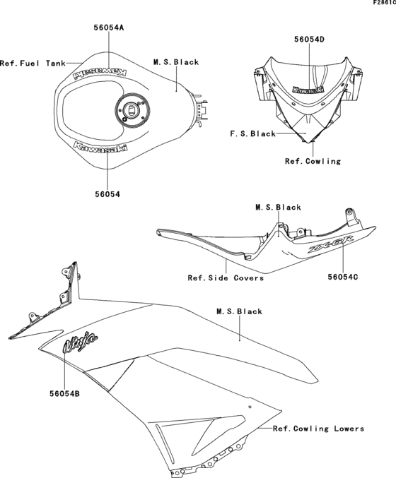 Decals(m.s.black)(raf) Kawasaki ZX600 ZX600 Ninja ZX-6R