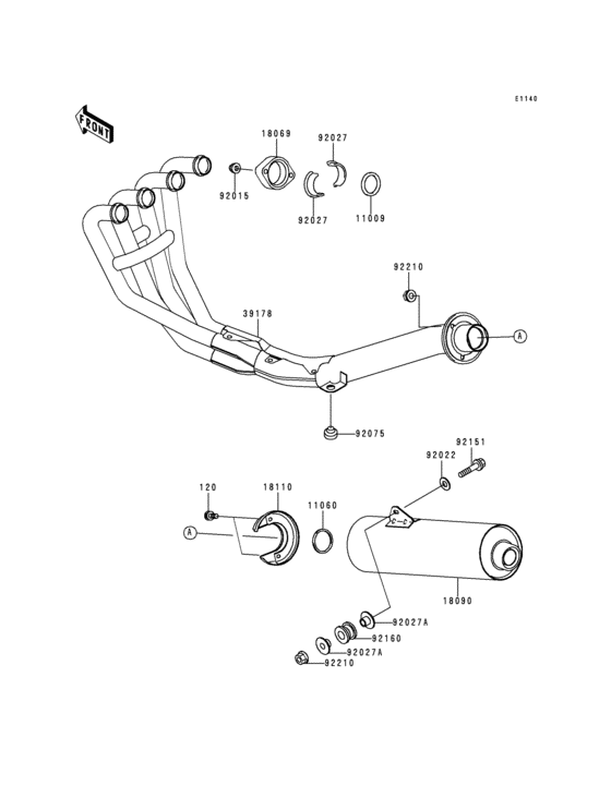 Выхлопная система (s) Kawasaki ZR750 ZR750 ZR-7