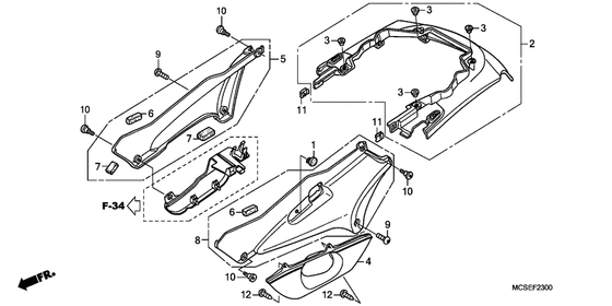Side cover/rear cowl Honda ST1300 ST1300 (ABS) Pan-European