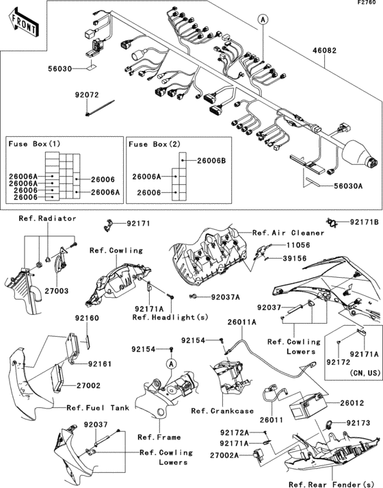 Chassis electrical equipment(jbf) Kawasaki ZX1000 ZX1000 Ninja ZX-10R