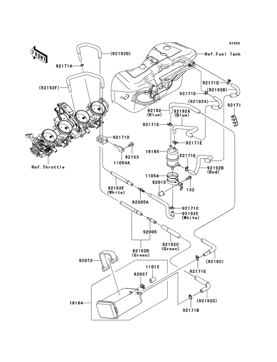 Fuel evaporative system Kawasaki ZX1400 ZX1400 Ninja ZX-14
