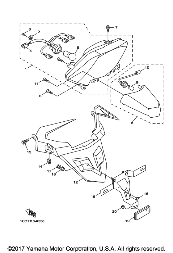 Задний фонарь (Стоп-сигнал) Yamaha YW50 YW50FX Zuma