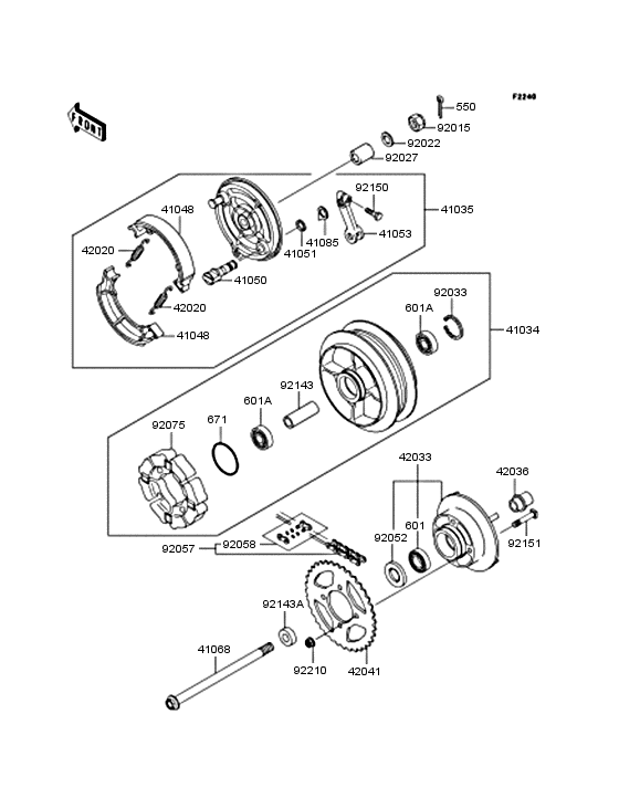 Заднее колесо & Приводная цепь Kawasaki BJ250 BJ250 250TR