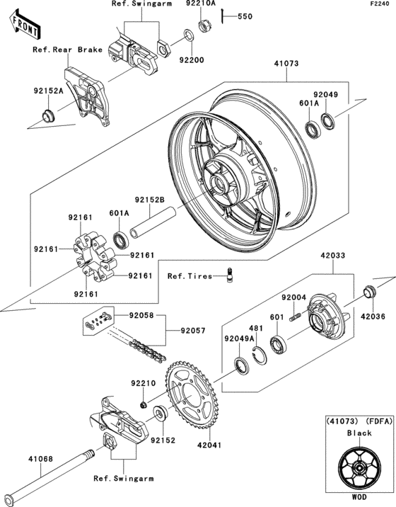Ступица заднего колеса Kawasaki ZX1400 ZX1400 ZZR1400 ABS Ступица заднего колеса Kawasaki ZX1400 ZX1400 ZZR1400 ABS