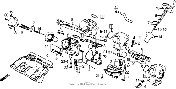 Carburetor components parts Honda VF500 VF500C Magna V30