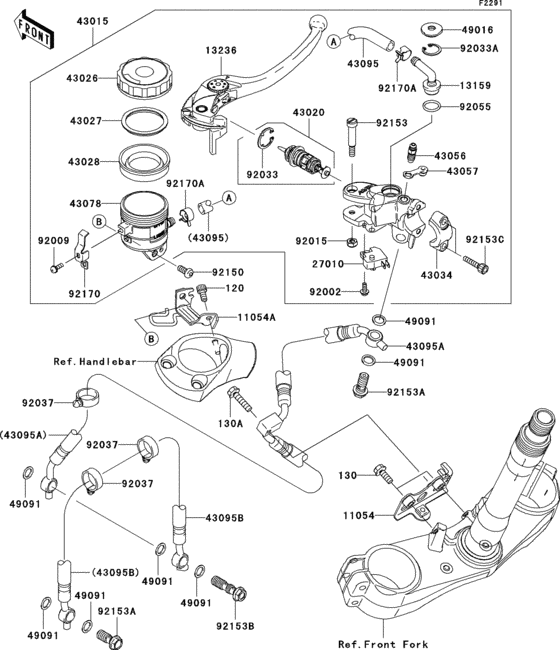 Передний тормозной цилиндр Kawasaki ZX1400 ZX1400 Ninja ZX-14