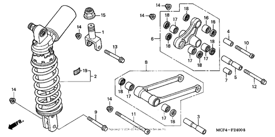 Rear shock absorber ('00-'01) Honda RVT1000R RVT1000R RVT RC51