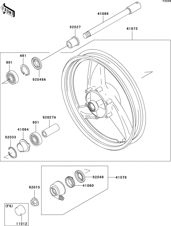 Ступица переднего колеса Kawasaki ER500 ER500 ER-5