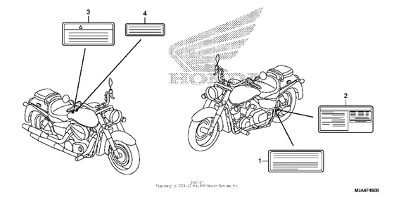 Caution label (1) Honda VT750 VT750C2F Shadow Spirit