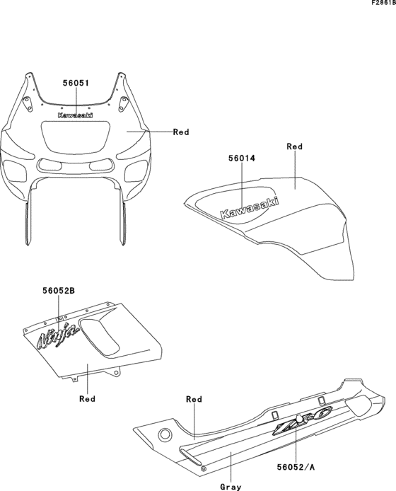 Decals(red)(cn)(zx600-e8) Kawasaki ZX600 ZX600 Ninja ZX-6