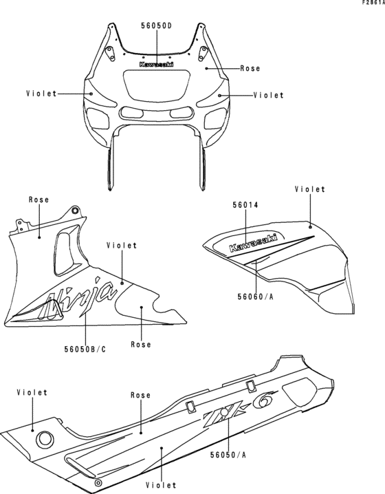 Decals(violet/rose)(zx600-e1) Kawasaki ZX600 ZX600 Ninja ZX-6