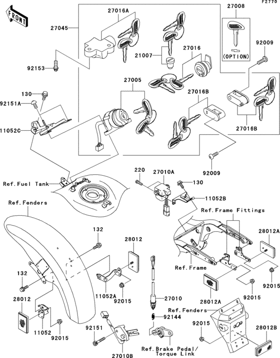 Ignition switch/locks/reflectors Kawasaki VN1600 VN1600 Vulcan 1600 Mean Streak Ignition switch/locks/reflectors Kawasaki VN1600 VN1600 Vulcan 1600 Mean Streak