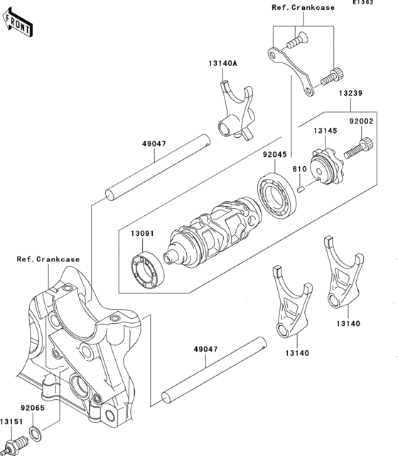 Gear change drum/shift fork(s) Kawasaki ZR750 ZR750 Z750S