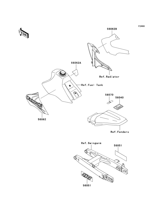 Информационные наклейки (kx80-w1/y1) Kawasaki KX80 KX80