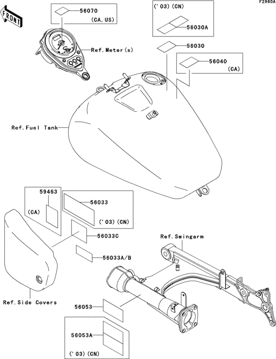 Информационные наклейки (r3-r5) Kawasaki VN1500 VN1500 Vulcan 1500 Drifter