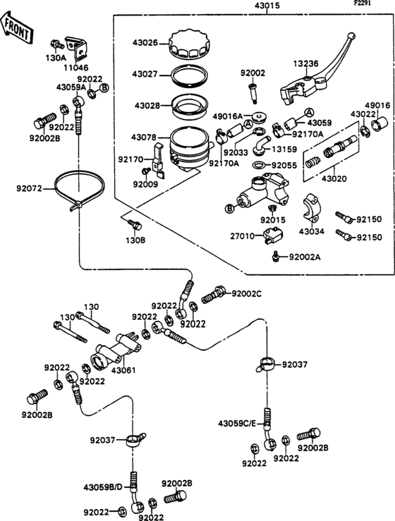 Front master cylinder(1/2) Kawasaki ZX750 ZX750 ZXR750