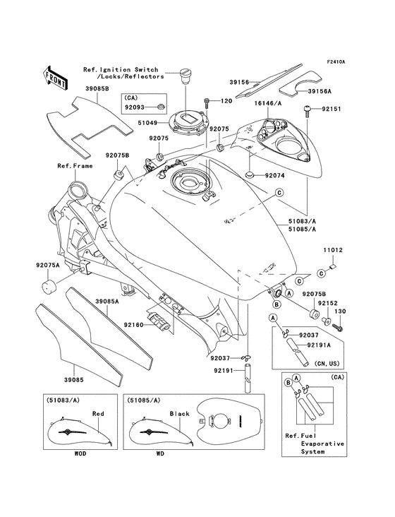 Fuel tank b8f/b8fa)) Kawasaki VN1600 VN1600 Vulcan 1600 Mean Streak